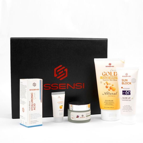 Beauty Box : Hyaluronic Acid Serum + Gold Facewash + Sunblock SPF 60 + Saffronshine Beauty Cream